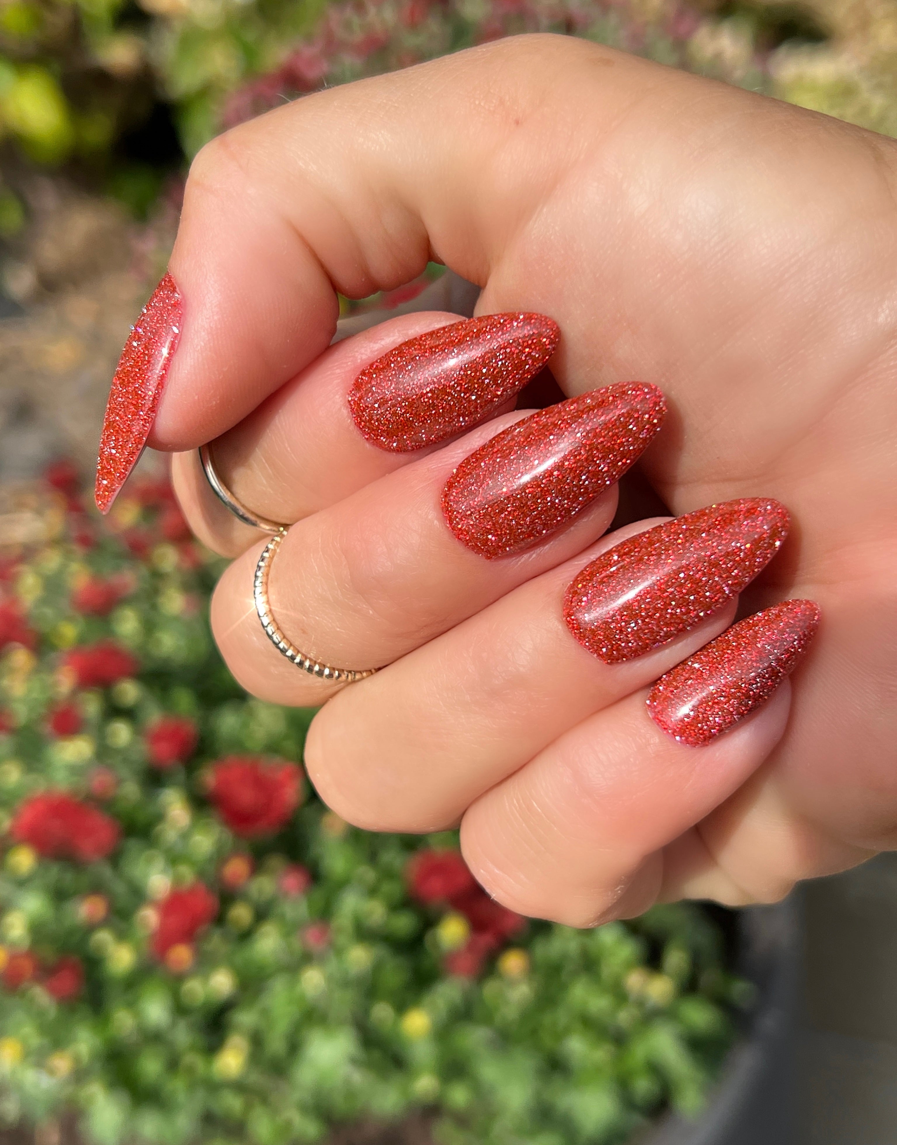 Gel Polish Red Glitter