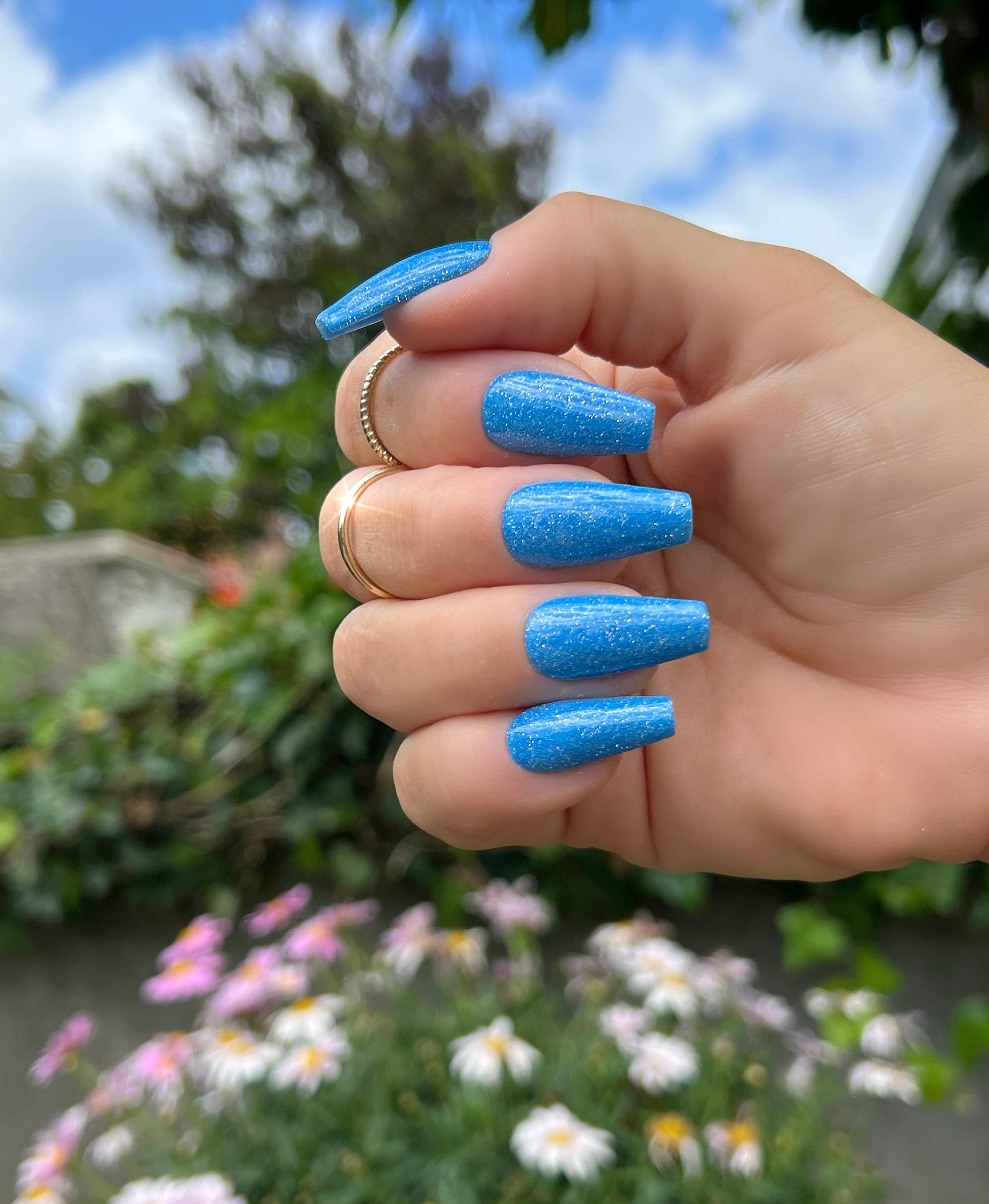 Gel Polish Blue Glitter