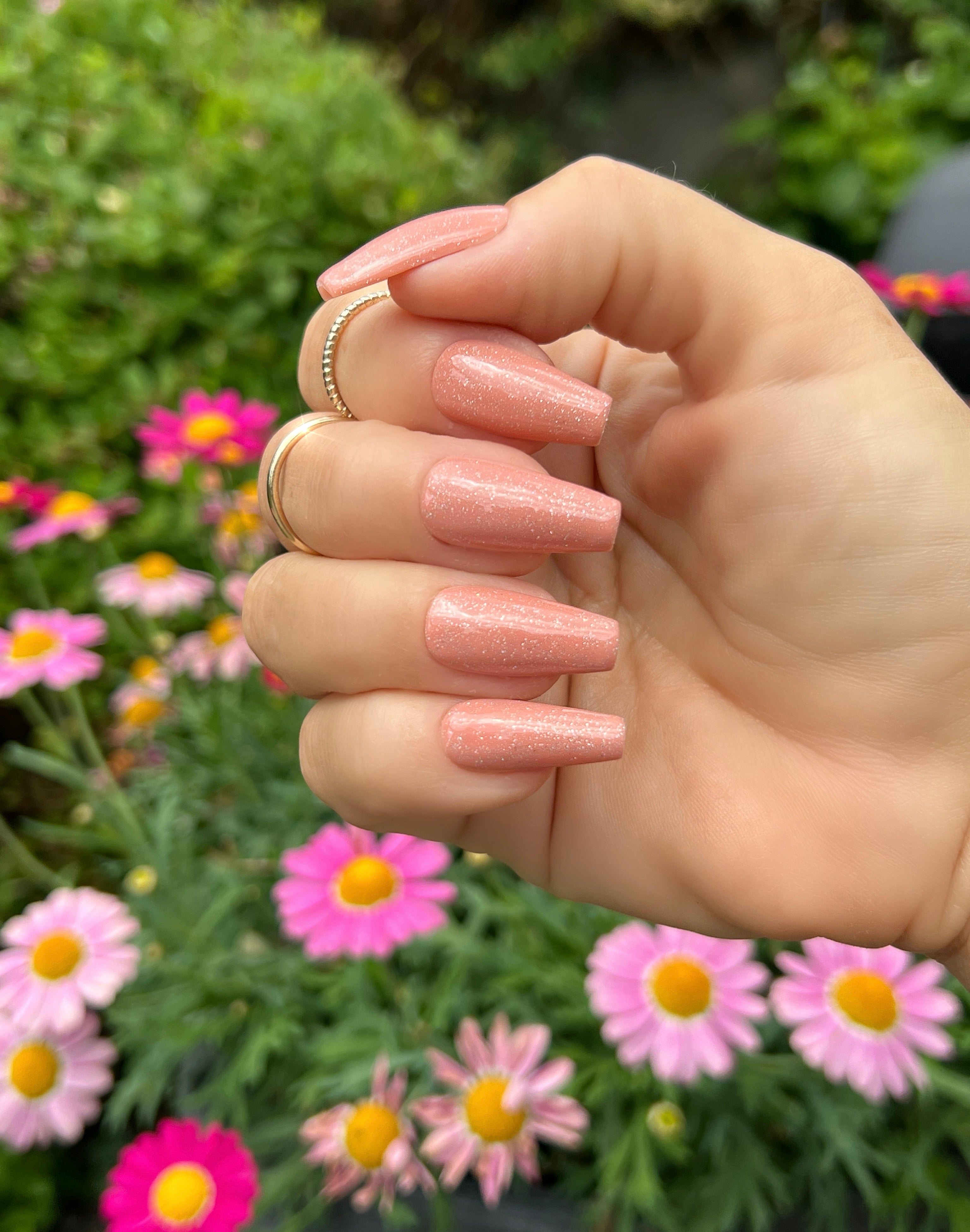 Gel Polish Tangerine Shimmer Burst